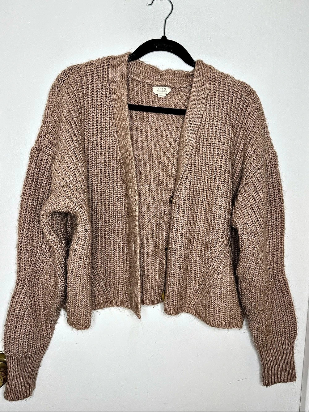 Knit Button Front Cardigan in Brown Size Large